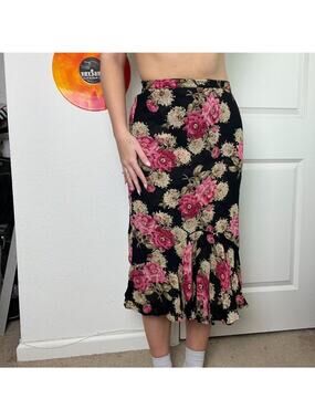 Vintage 90s Y2K Sarah Arizona Reversible Midi Floral Skirt Sz S